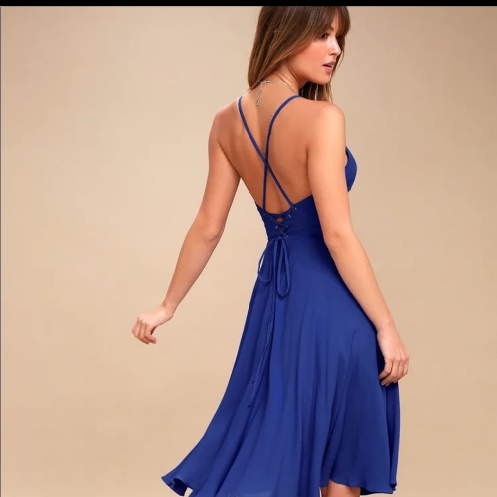 Lulu Troulo Lace Up Royal blue dress